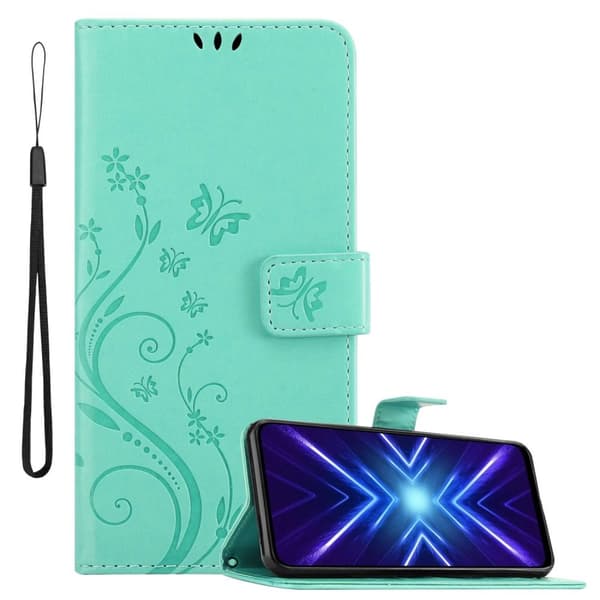 Deksel til Honor 9X Lommebokdeksel i blomster design med magnetisk lukking, stativfunksjon og kortplasser