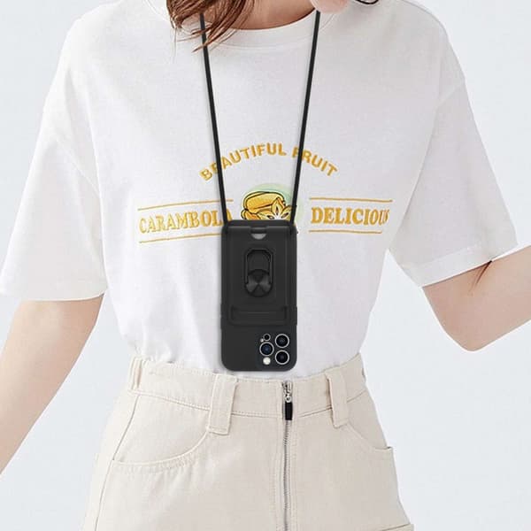 iPhone 11 PRO MAX Deksel Kjede for mobiltelefoner med stativfunksjon