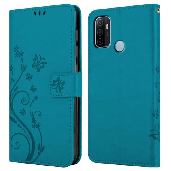 Oppo A53s Skal Fodral i blomdesign Mobilskydd Case Cover med magnetisk stängning, ståfunktion och kortplatser