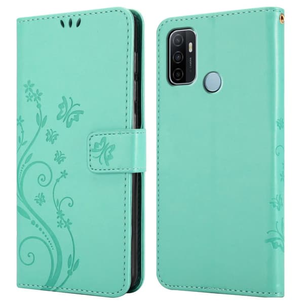 Oppo A53s Skal Fodral i blomdesign Mobilskydd Case Cover med magnetisk stängning, ståfunktion och kortplatser