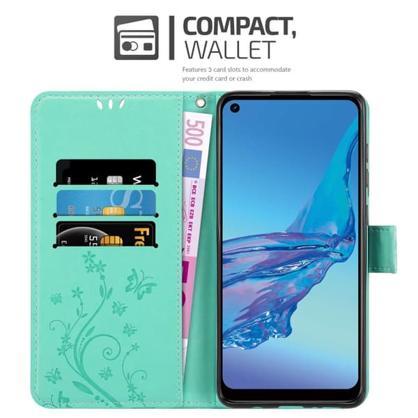 Oppo A53s Skal Fodral i blomdesign Mobilskydd Case Cover med magnetisk stängning, ståfunktion och kortplatser