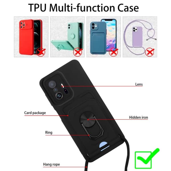 Xiaomi 11T / 11T PRO Deksel Kjede for mobiltelefoner med stativfunksjon