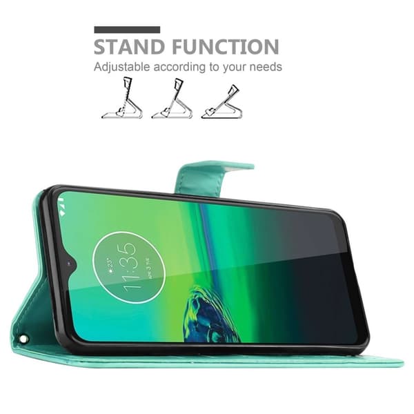 Deksel til Motorola MOTO G8 Lommebokdeksel i blomster design med magnetisk lukking, stativfunksjon og kortplasser