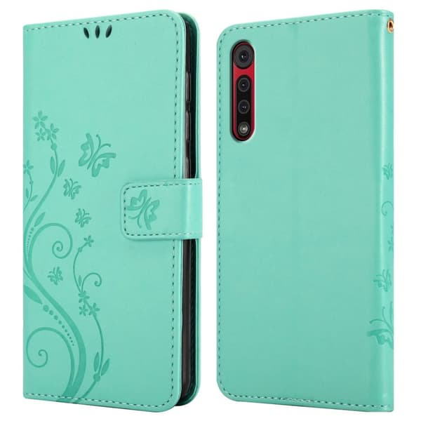 Deksel til Motorola MOTO G8 Lommebokdeksel i blomster design med magnetisk lukking, stativfunksjon og kortplasser