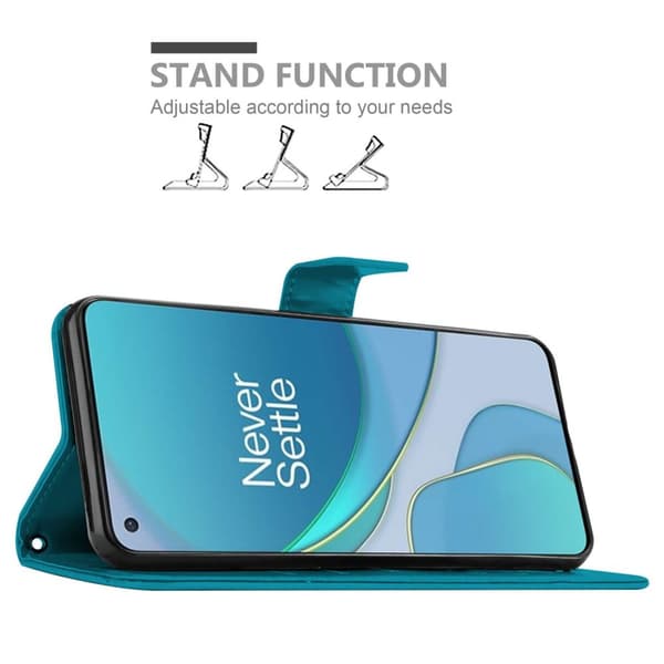 Deksel til OnePlus 8T Lommebokdeksel i blomster design med magnetisk lukking, stativfunksjon og kortplasser