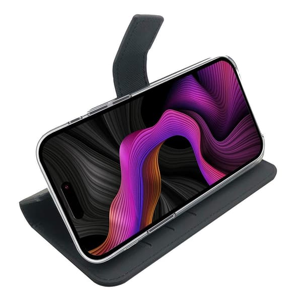 Celly iPhone 15 Plus Kotelo Wally Wallet Case Musta