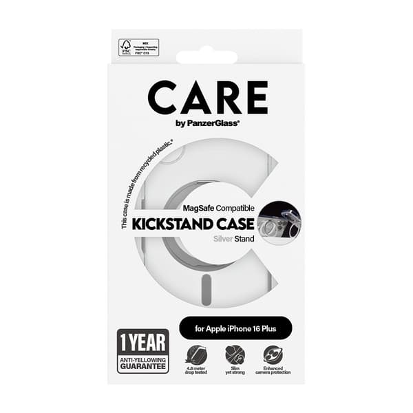 CARE by PanzerGlass iPhone 16 Plus Skal Kickstand MagSafe Silver