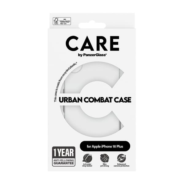 CARE by PanzerGlass iPhone 16 Plus Cover Urban Combat Transparent