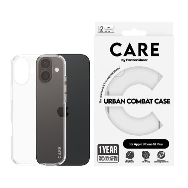 CARE by PanzerGlass iPhone 16 Plus Cover Urban Combat Transparent