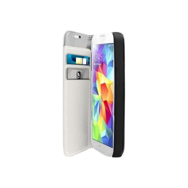 SBS BOOKLET Fodral Skyddande mobiltelefonfodral polyuretan vit marinblå för Samsung Galaxy S5