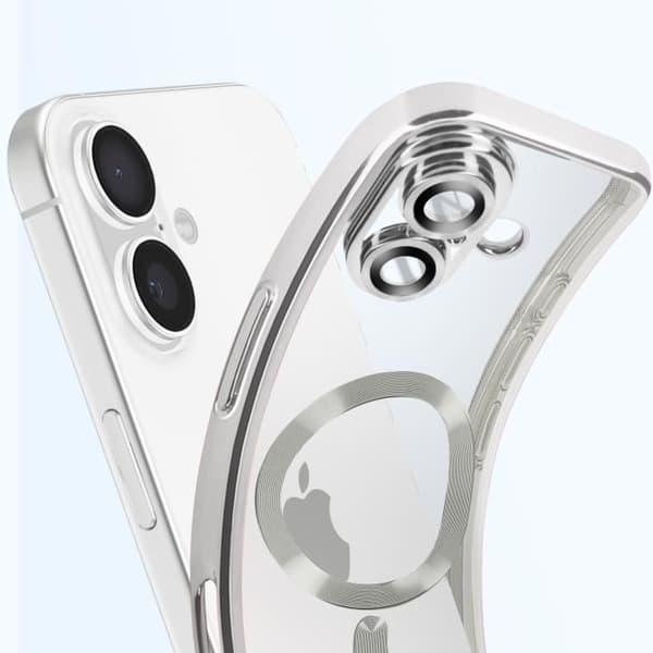 Coque - AVIZAR - iPhone 16 Plus - Silikon - Silver kromad kontur - Heltäckande kameraskydd