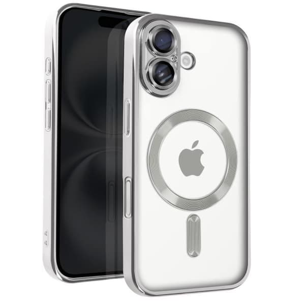 Coque - AVIZAR - iPhone 16 Plus - Silikon - Silver kromad kontur - Heltäckande kameraskydd