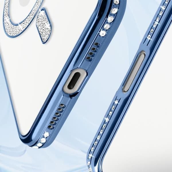 Diamantfodral till iPhone 16 Pro MagSafe Protection Rhinestone Contour Ljusblå