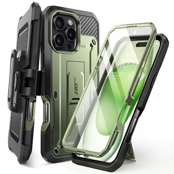 Skyddsskal - Supcase - Unicorn Beetle Pro - Grön - Halvstyv - Kompatibel med iPhone 16 Pro