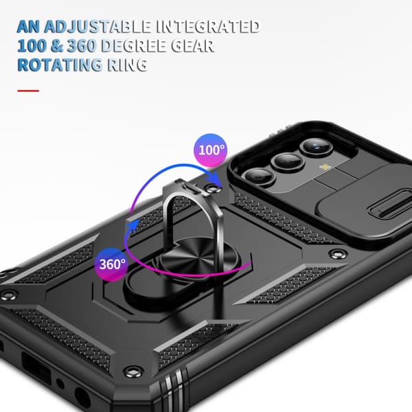 Samsung A24 5G Hybridskal med Ringhållare & Kameraskydd - Svart