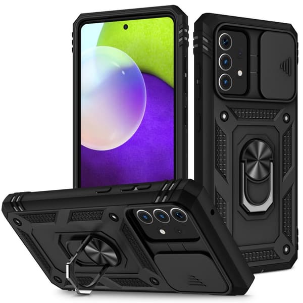 Samsung A33 5G Hybridskal med Ringhållare & Kameraskydd - Svart