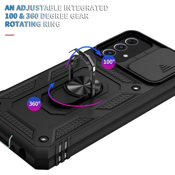 Samsung A23 4G / 5G Hybridskal med Ringhållare & Kameraskydd - Svart