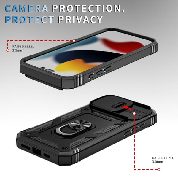 iPhone 16 Pro Hybridskal med Ringhållare & Kameraskydd - Svart