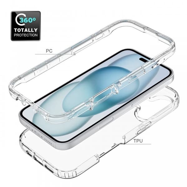 iPhone 16 Heltäckande Premium 3D Skal 3in1 ThreeSixty Clear
