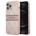 Miniatyrbild 1 av 4: Fodral till iPhone 12 Pro Max med tryck och Monochrome Stripe Luxury Guess Powder Pink