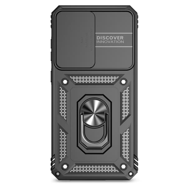 SKALO Samsung S24 FE Armor Hybrid Metal Ring Camera Slider - Sort