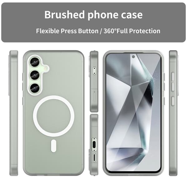 SKALO Samsung S24 FE Matta Translucent Hybrid Suojakuori - Valkoinen