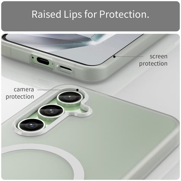 SKALO Samsung S24 FE Matta Translucent Hybrid Suojakuori - Valkoinen