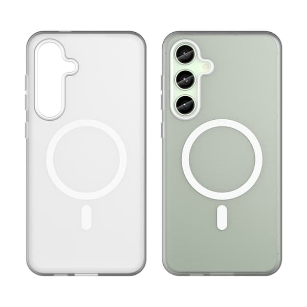 SKALO Samsung S24 FE Matta Translucent Hybrid Suojakuori - Valkoinen