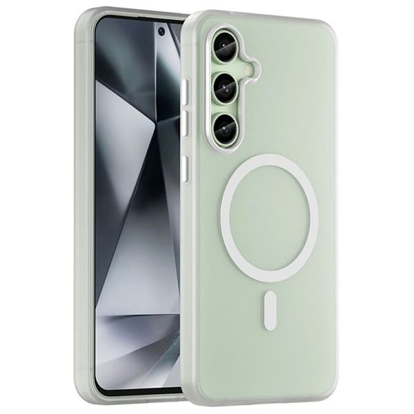 SKALO Samsung S24 FE Matta Translucent Hybrid Suojakuori - Valkoinen