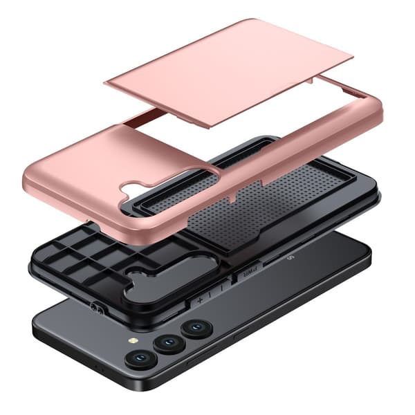 SKALO Samsung S24 FE Armor Cover kortholder - Rosa guld
