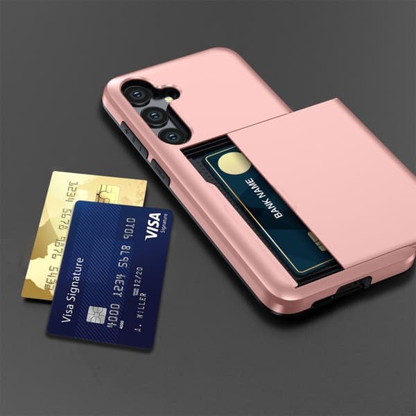 SKALO Samsung S24 FE Armor Cover kortholder - Rosa guld