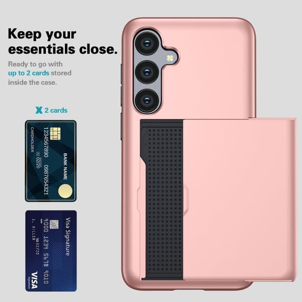 SKALO Samsung S24 FE Armor Cover kortholder - Rosa guld