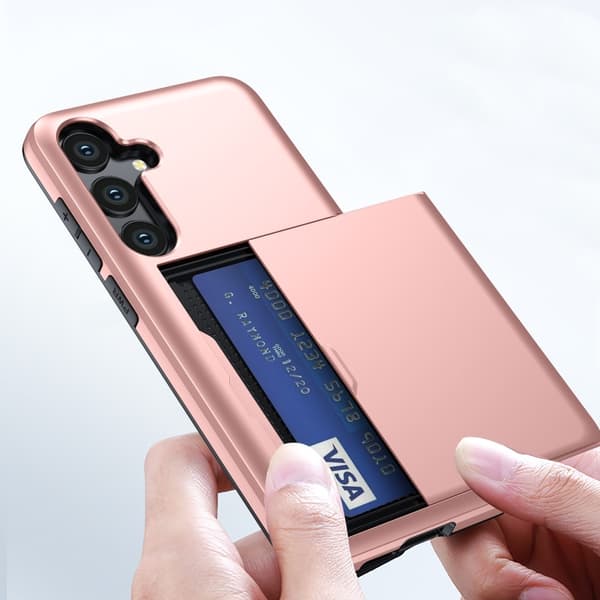SKALO Samsung S24 FE Armor Cover kortholder - Rosa guld
