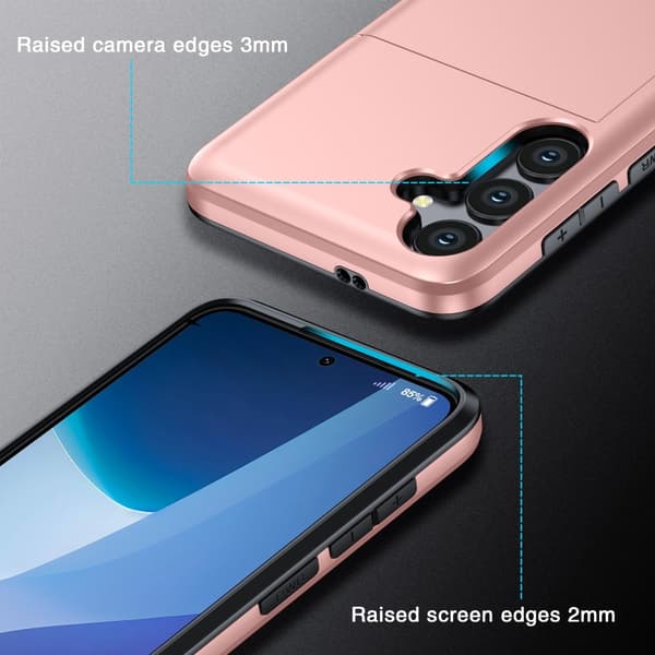 SKALO Samsung S24 FE Armor Cover kortholder - Rosa guld