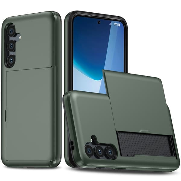 SKALO Samsung S24 FE Armor Suojakuori korttikotelo - Vihreä