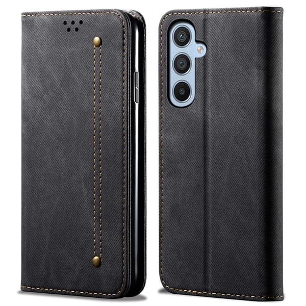 SKALO Samsung S24 FE Jeans Plånboksfodral - Svart