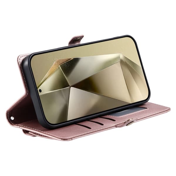 SKALO Samsung S24 FE PU-Læder Envelope Flip Cover - Rosa guld