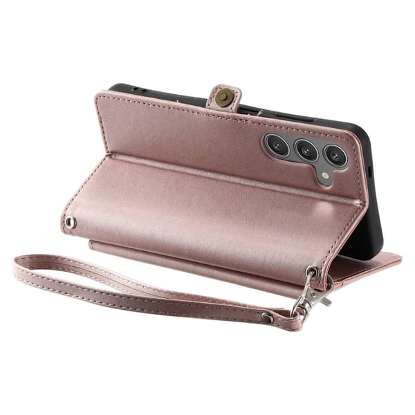 SKALO Samsung S24 FE PU-Læder Envelope Flip Cover - Rosa guld