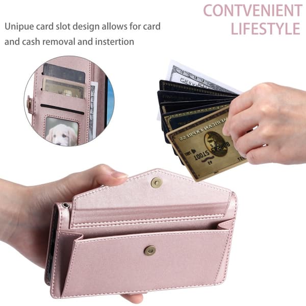 SKALO Samsung S24 FE PU-Læder Envelope Flip Cover - Rosa guld