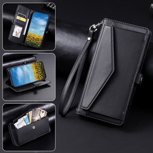 SKALO Xiaomi Redmi 14C PU-Læder Envelope Flip Cover - Sort