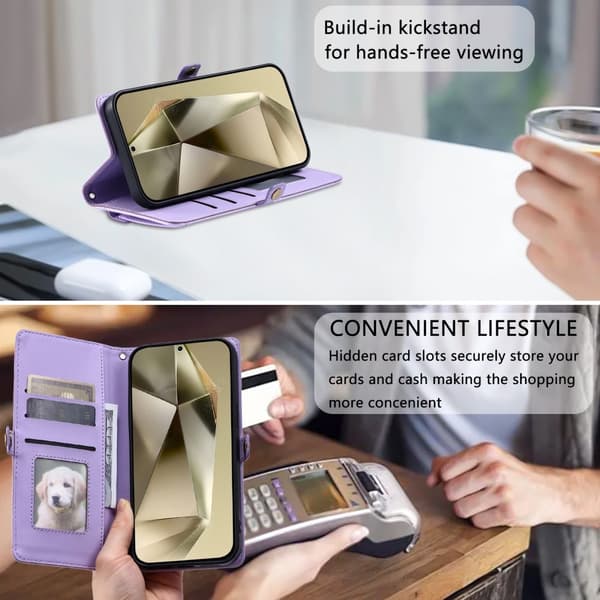 SKALO Samsung S24 FE PU-Læder Envelope Flip Cover - Lilla