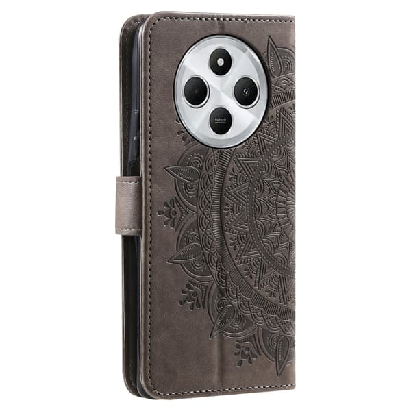 SKALO Xiaomi Redmi 14C Mandala lompakkokotelo - Harmaa
