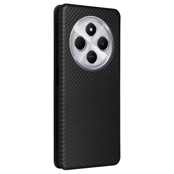 SKALO Xiaomi Redmi 14C Carbon Fiber Plånboksfodral - Svart