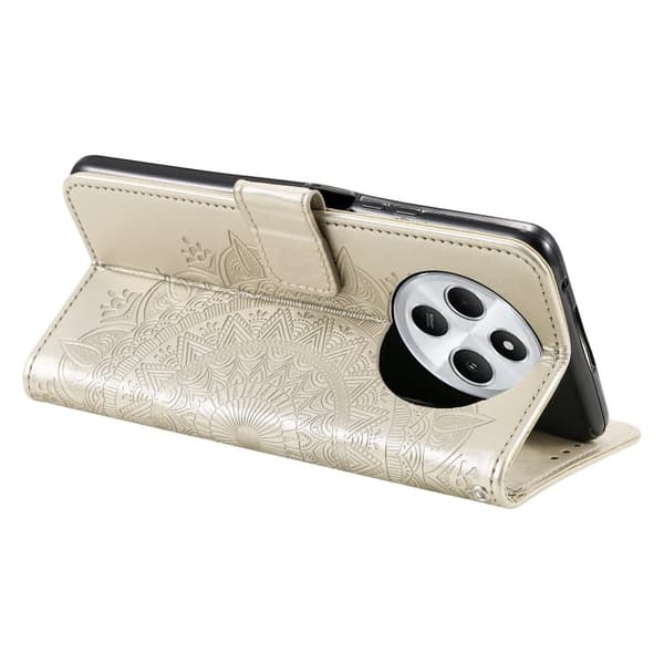 SKALO Xiaomi Redmi 14C Mandala Flip Cover - Guld