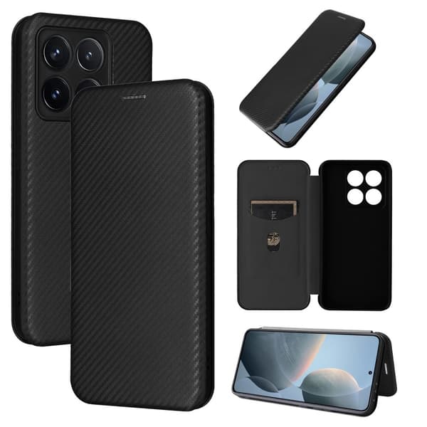 SKALO Xiaomi 14T Carbon Fiber Plånboksfodral - Svart