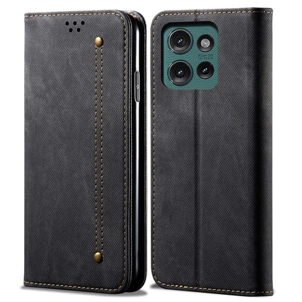SKALO Motorola Edge 50 5G Jeans Plånboksfodral - Svart