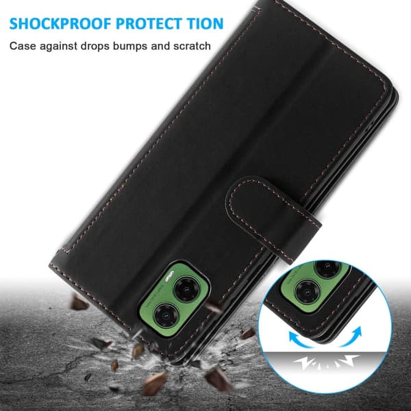 SKALO Motorola Moto G35 5G Big Wallet 9-Korttitasku Lompakkokotelo - Musta