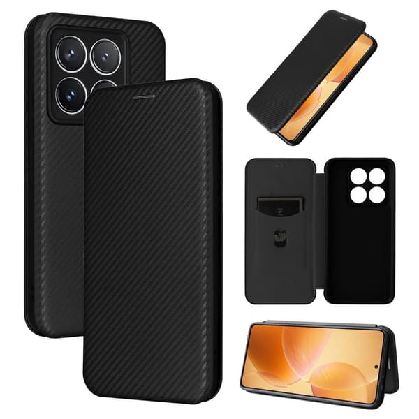 SKALO Xiaomi 14T Pro Carbon Fiber Pungetui - Sort