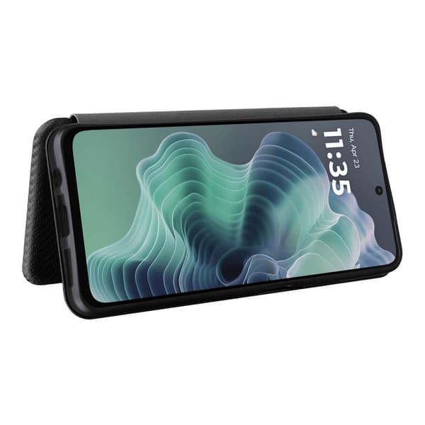 SKALO Motorola Moto G35 5G Carbon Fiber Pungetui - Sort