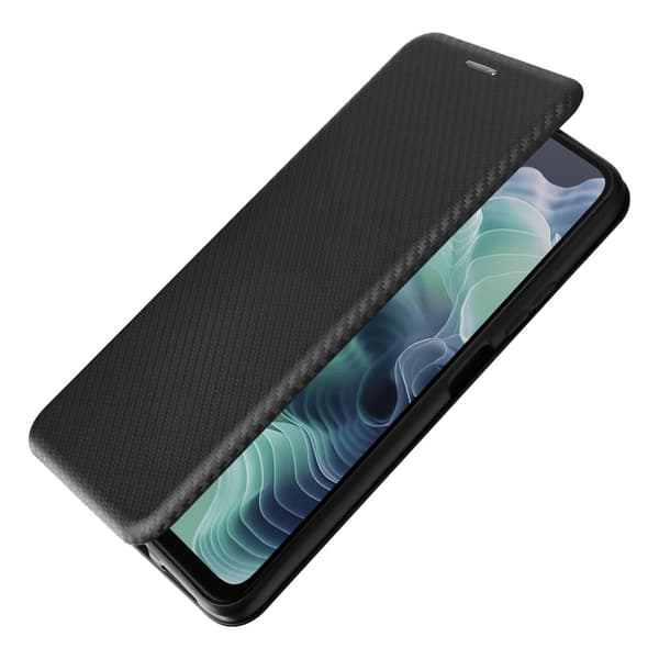 SKALO Motorola Moto G35 5G Carbon Fiber Pungetui - Sort